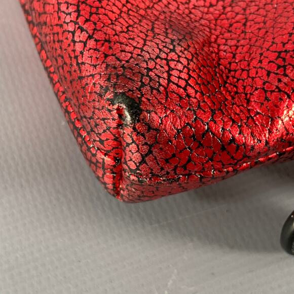 COACH Red Black Zip Up Wristlet Wallet - Picture 6 of 7